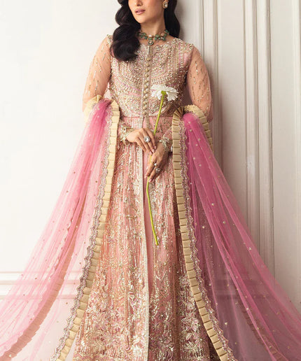 Mushq | Pink Net Hand Embellished Gown