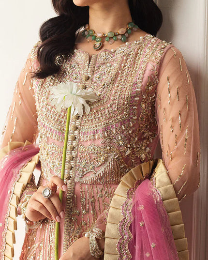 Mushq | Pink Net Hand Embellished Gown