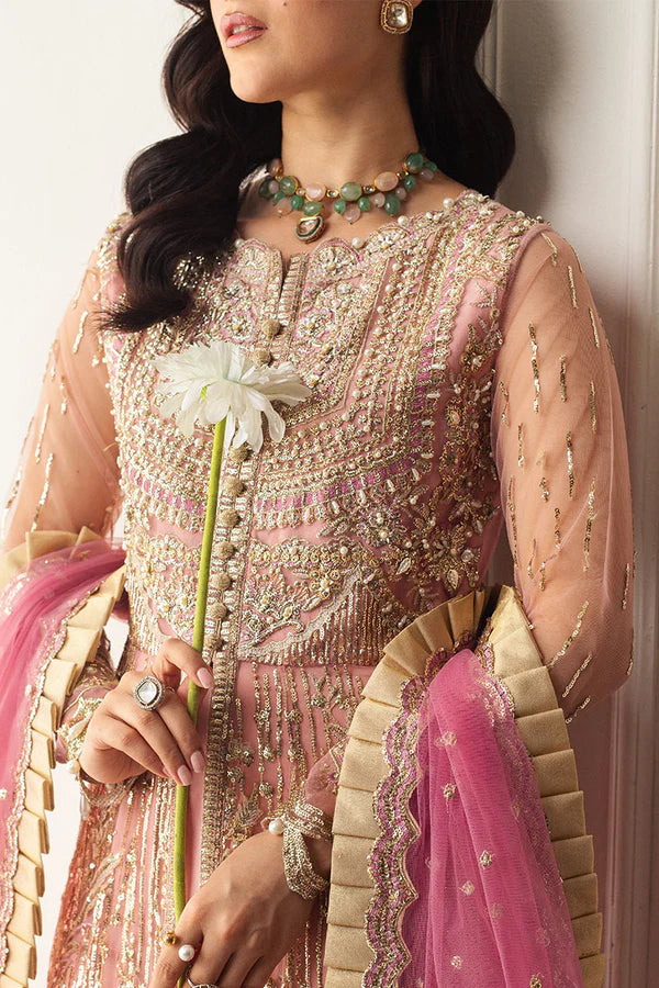 Mushq | Pink Net Hand Embellished Gown