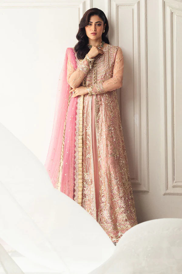 Mushq | Pink Net Hand Embellished Gown