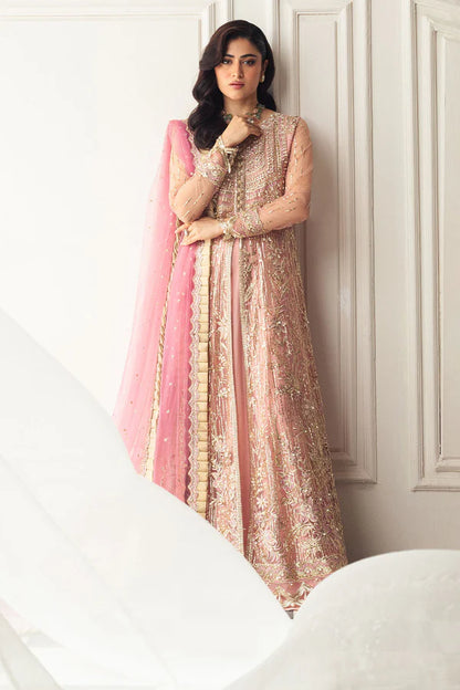 Mushq | Pink Net Hand Embellished Gown