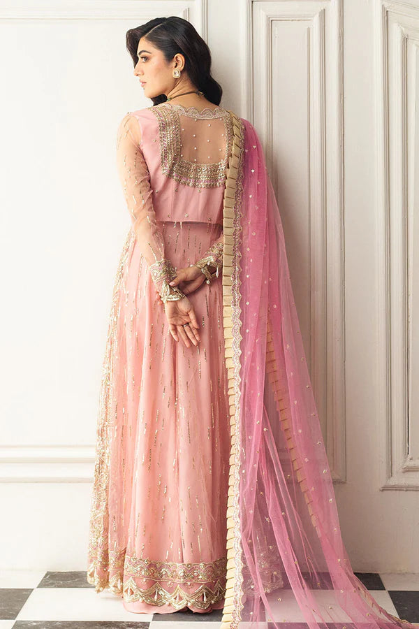 Mushq | Pink Net Hand Embellished Gown