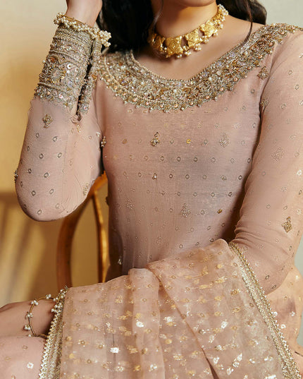 Hala | Pink Embellished Jamawar Sharara