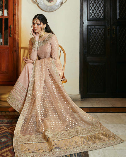 Hala | Pink Embellished Jamawar Sharara