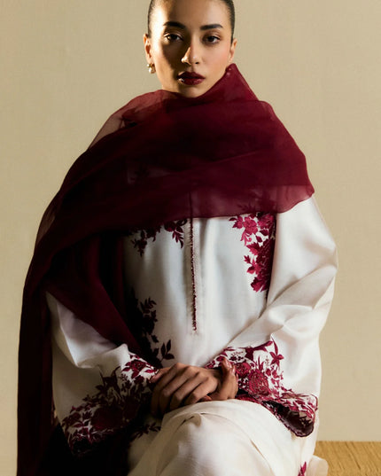 Zara ShahJahan | White Raw Silk Suit