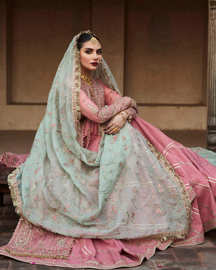 Hussain Rehar | Pink Organza Embroidered Embellished Jacket Sharara