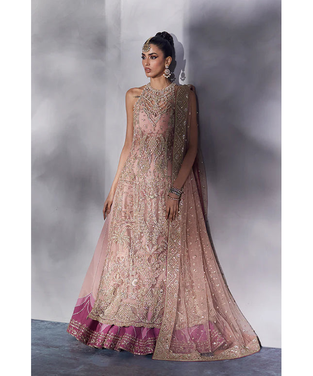 Soraya | Peach Net Embellished Bridal Lehenga