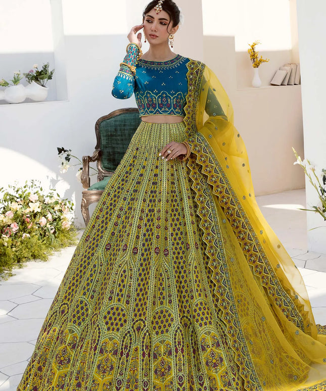 Lita | Embroidered Raw Silk Lehenga