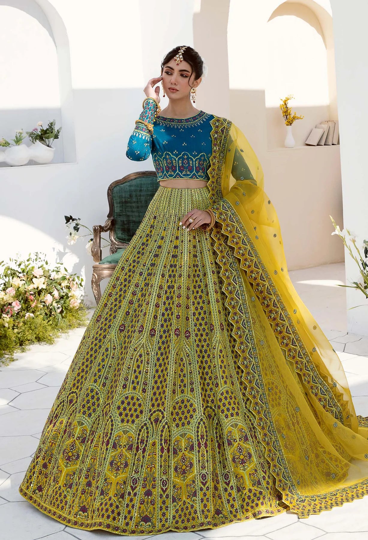 Lita | Embroidered Raw Silk Lehenga