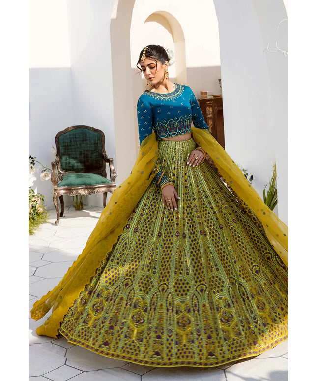 Lita | Embroidered Raw Silk Lehenga