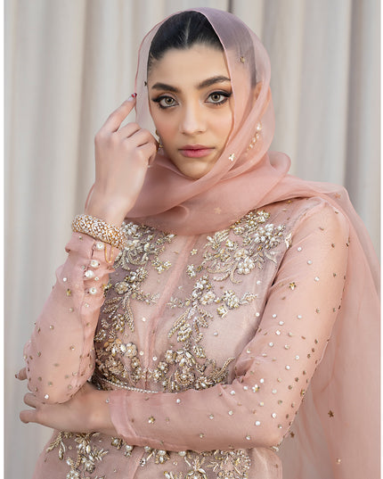 IRIS | Pink Embellished Net Gown Dress