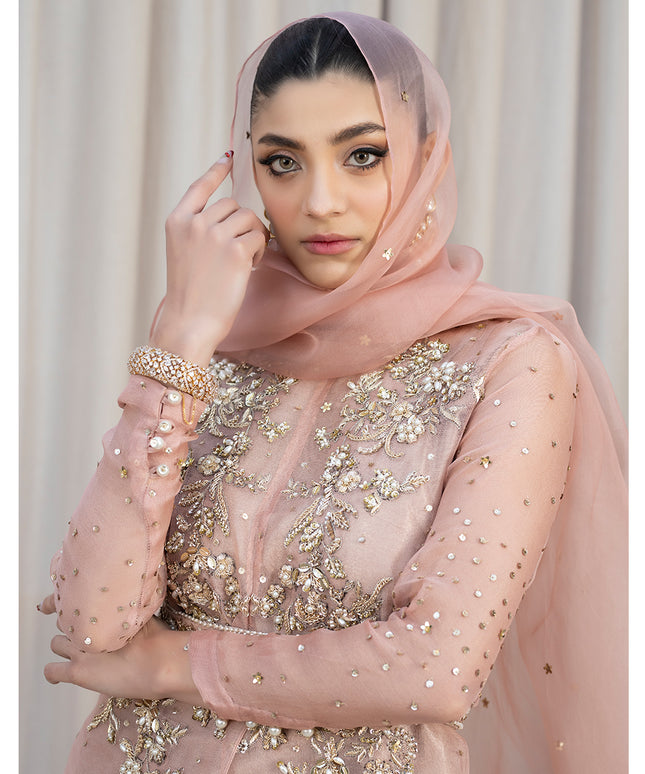 IRIS | Pink Embellished Net Gown Dress