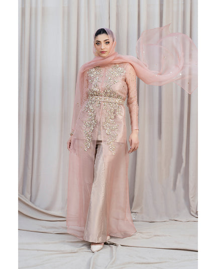 IRIS | Pink Embellished Net Gown Dress