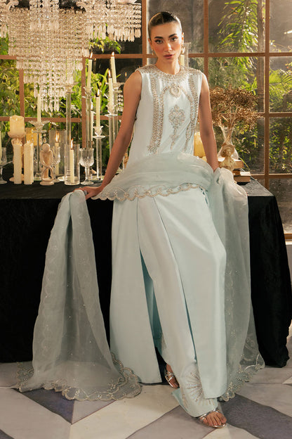 Icelis | Ice Blue Korean Silk Embellished Suit