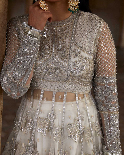 Hussain Rehar | Embroidered Lehenga Embellished Dress