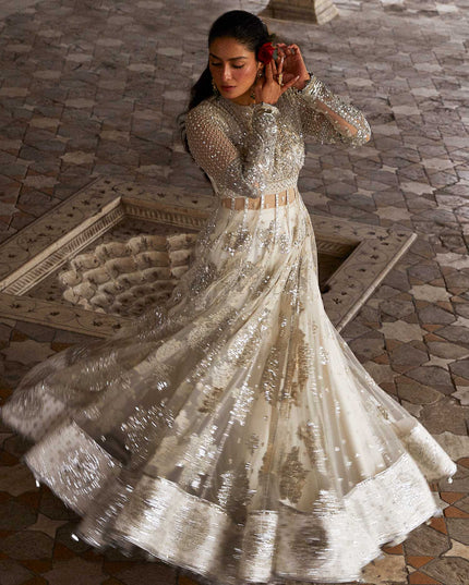 Hussain Rehar | Embroidered Lehenga Embellished Dress