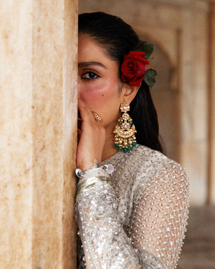 Hussain Rehar | Embroidered Lehenga Embellished Dress