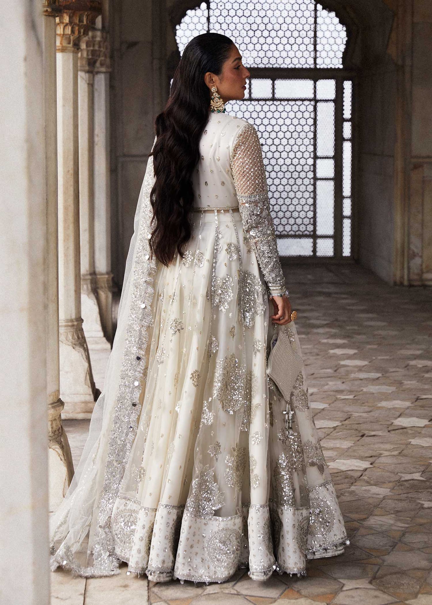 Hussain Rehar | Embroidered Lehenga Embellished Dress