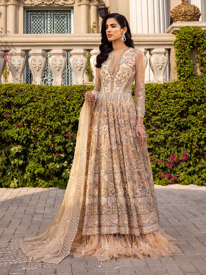 Ivorie | Peachy Net Embellished Gown
