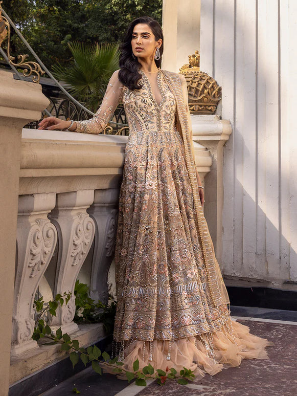Ivorie | Peachy Net Embellished Gown