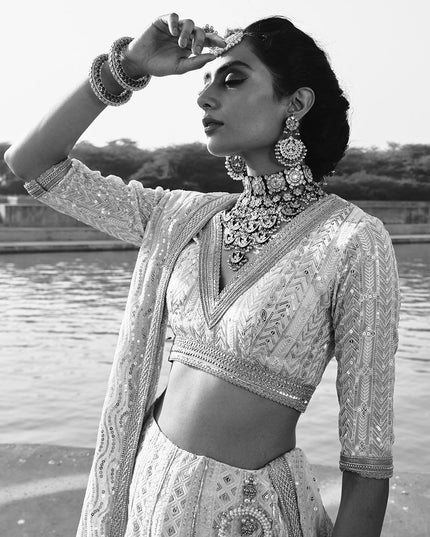 Jahan Ara | Chicken Kari Embellished Lehenga Choli