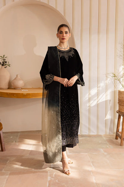 Kaavi | Black Velvet Embroidered Sequined Suit