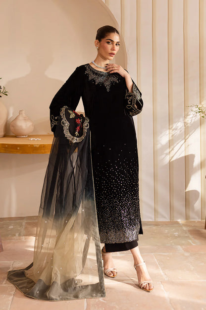 Kaavi | Black Velvet Embroidered Sequined Suit