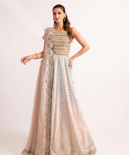 Kubra | Ombre Raw Silk Embellished Lehenga Choli