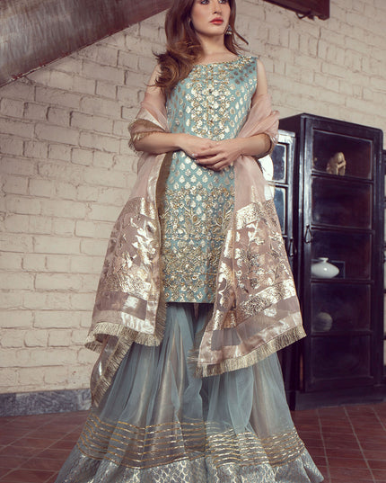 Laleh | Organza Embellished Zari Gharara