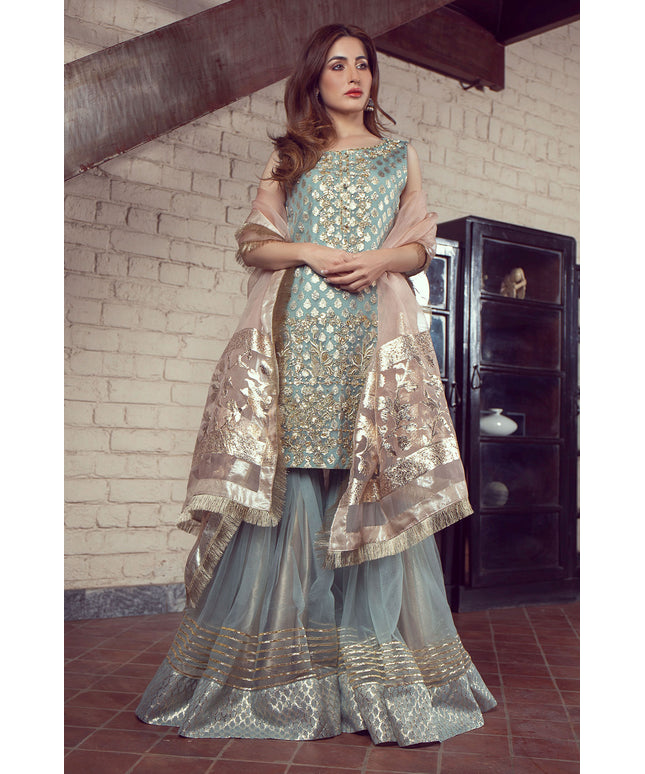 Laleh | Organza Embellished Zari Gharara