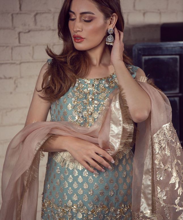 Laleh | Organza Embellished Zari Gharara