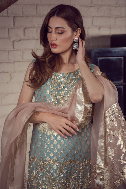 Laleh | Organza Embellished Zari Gharara