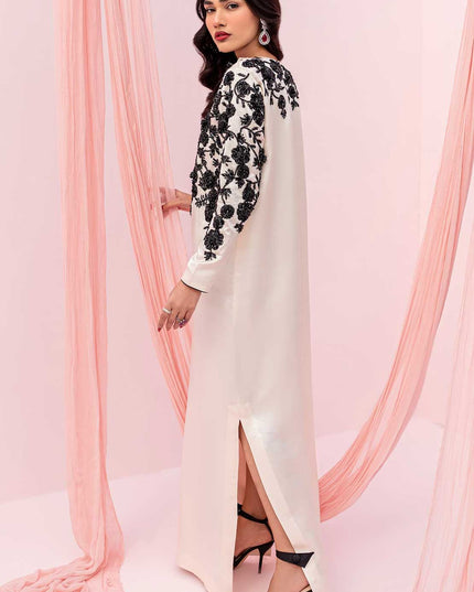 Valerie | White Embellished Silk Dress