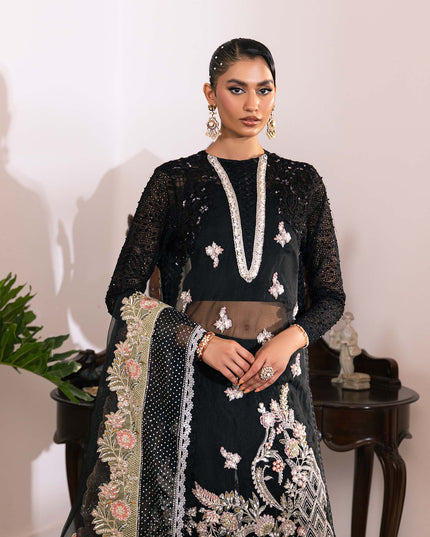 Sitara | Maryam Hussain Black Net Embroidered Hand Embellished Suit