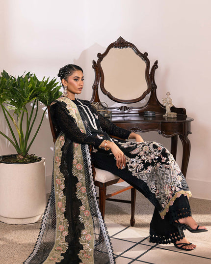 Sitara | Maryam Hussain Black Net Embroidered Hand Embellished Suit
