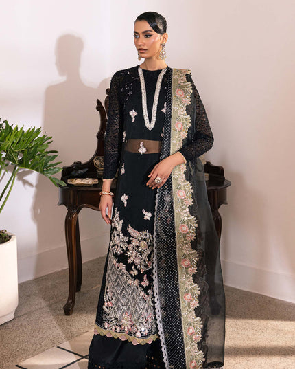 Sitara | Maryam Hussain Black Net Embroidered Hand Embellished Suit