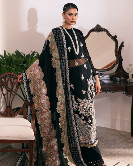 Sitara | Maryam Hussain Black Net Embroidered Hand Embellished Suit