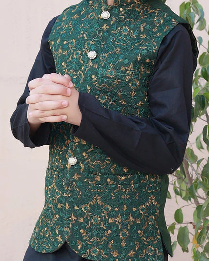3 Piece | Boys Leaf Green Embroidered