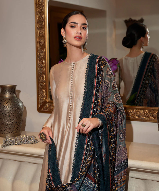 Faiza Saqlain | Gold Embroidered Embellished Silk Culottes