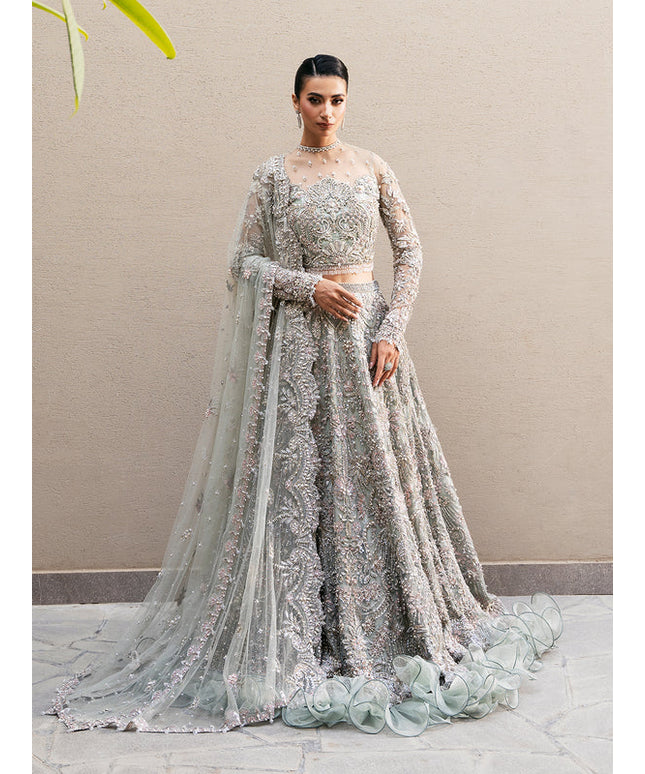 Lierre | Mint Bridal Net Embellished Lehenga