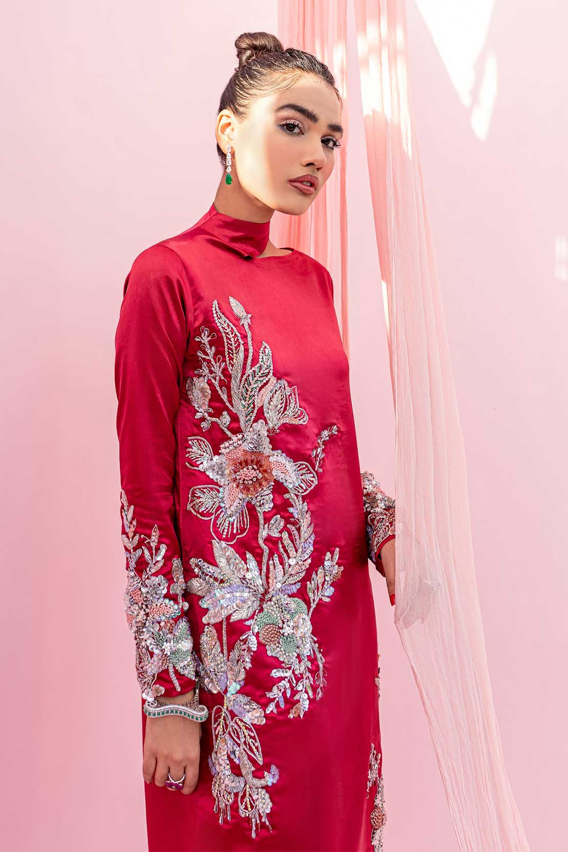 Rouge | Hand Embellished Silk Dress