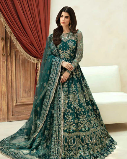 Luxor | Green Net Embroidered Hand Embellished Lehenga