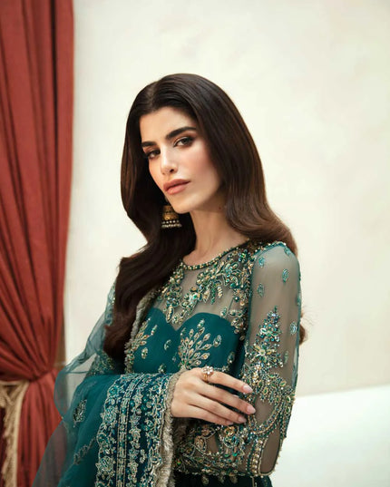 Luxor | Green Net Embroidered Hand Embellished Lehenga