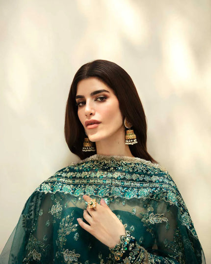 Luxor | Green Net Embroidered Hand Embellished Lehenga