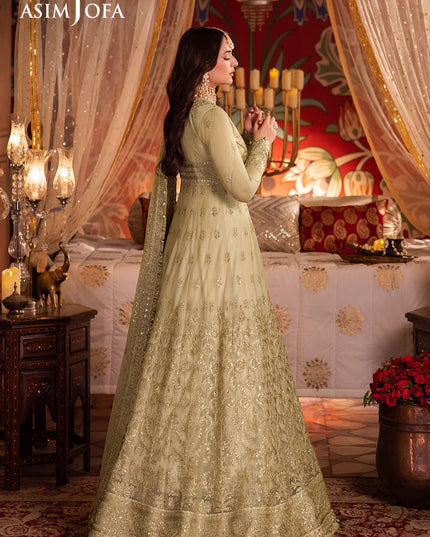 Asim Jofa | Cream Embroidered Embellished Net Dress