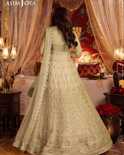 Asim Jofa | Cream Embroidered Embellished Net Dress