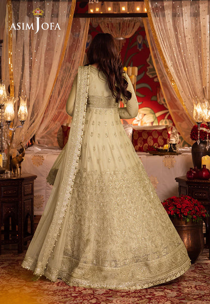 Asim Jofa | Cream Embroidered Embellished Net Dress