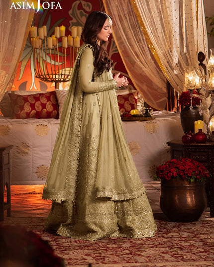 Asim Jofa | Cream Embroidered Embellished Net Dress