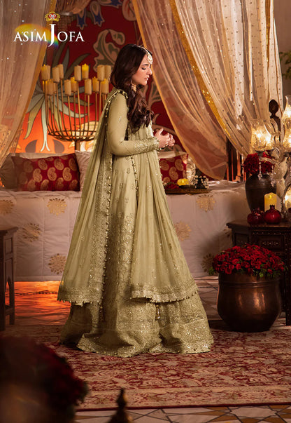 Asim Jofa | Cream Embroidered Embellished Net Dress