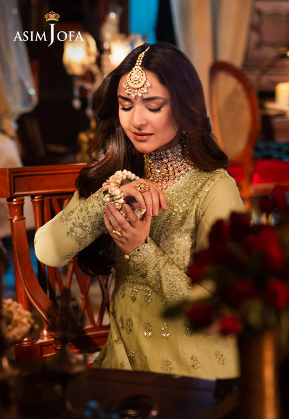 Asim Jofa | Cream Embroidered Embellished Net Dress